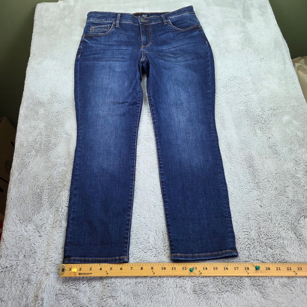 Kut from the Kloth Catherine Boyfriend Jeans Womens 8P Petite Stretch Blue Denim
